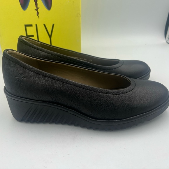 Fly London LENY258FLY-000 Womens Black Leather Slip On Wedge Size EU38 NEW w/Box - Picture 6 of 16